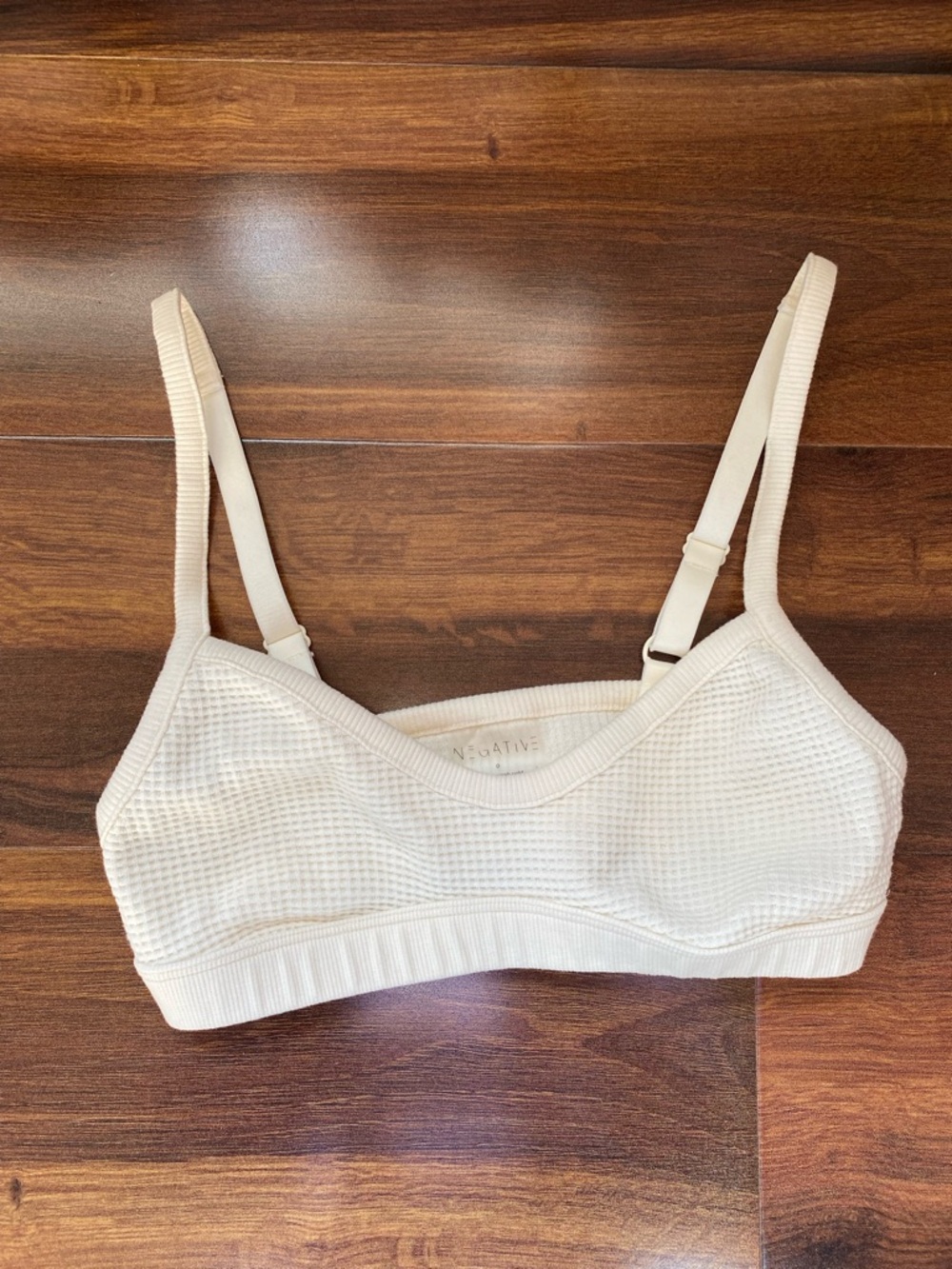 Negative Waffle Bra Size 0 Cream 95% Cotton Adjustable Strap